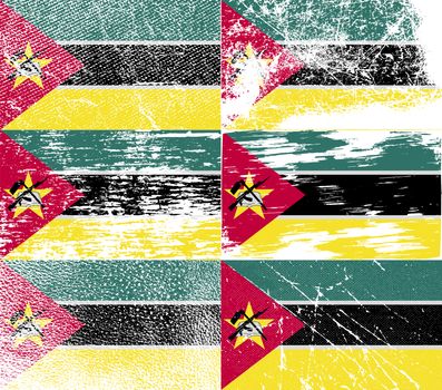 Flag of Mozambique with old texture.  illustration