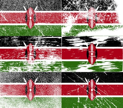 Flag of Kenya with old texture.  illustration