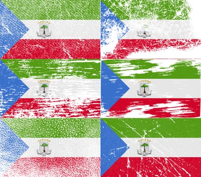 Flag of Equatorial Guinea with old texture.  illustration