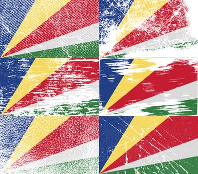 Flag of Seychelles with old texture.  illustration