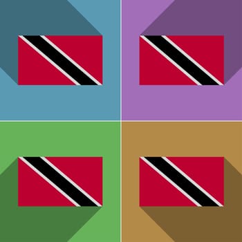 Flags of Trinidad and Tobago. Set of colors flat design and long shadows.  illustration