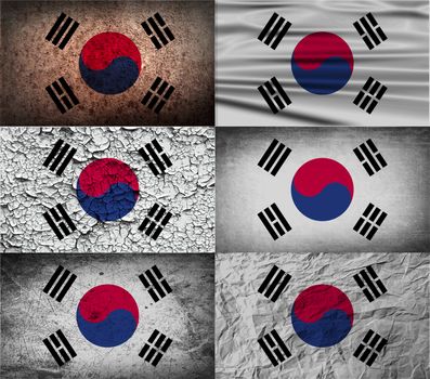 Flag of South Korea with old texture.  illustration