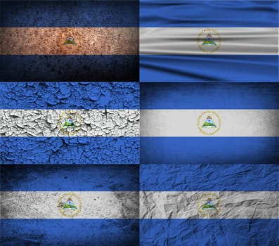 Flag of Nicaragua with old texture.  illustration