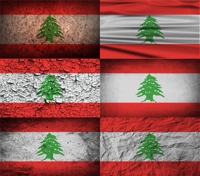 Flag of Lebanon with old texture.  illustration