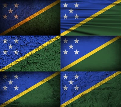 Flag of Solomon Islands with old texture.  illustration