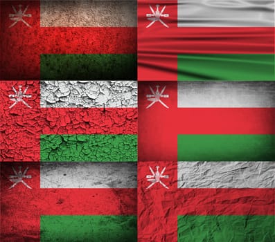 Flag of Oman with old texture.  illustration