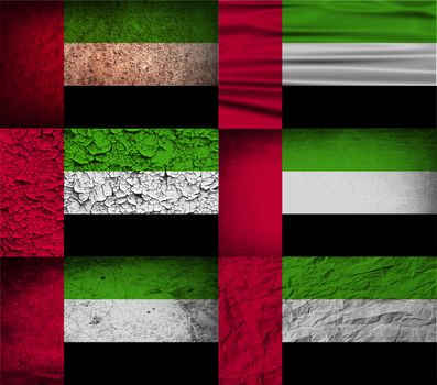 Flag of United Arab Emirates with old texture.  illustration