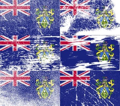 Flag of Pitcairn Islands with old texture.  illustration