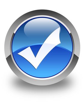 Validation icon glossy blue round button