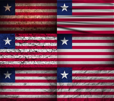 Flag of Liberia with old texture.  illustration