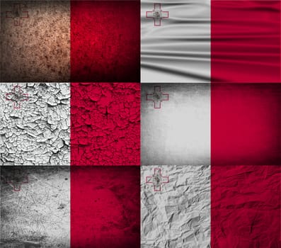 Flag of Malta with old texture.  illustration