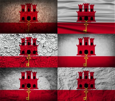 Flag of Gibraltar with old texture.  illustration