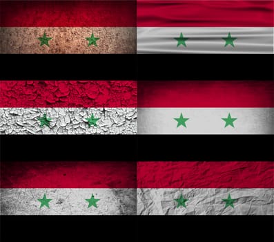 Flag of Syria with old texture.  illustration