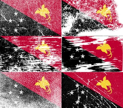 Flag of Papua New Guinea with old texture.  illustration