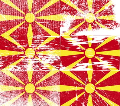 Flag of Macedonia with old texture.  illustration