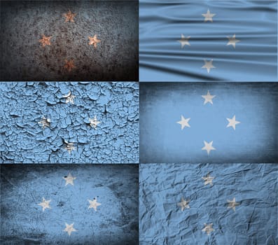 Flag of Micronesia with old texture.  illustration