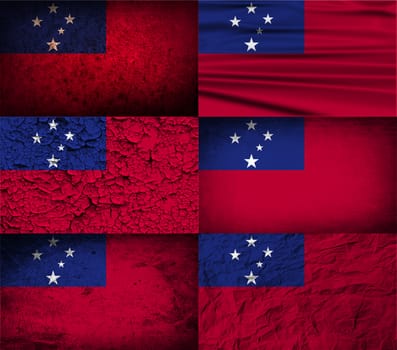 Flag of Samoa with old texture.  illustration