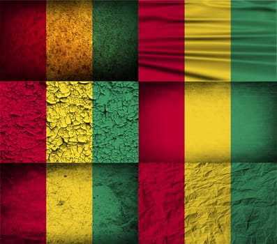 Flag of Guinea with old texture.  illustration