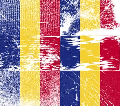 Flag of Romania with old texture.  illustration