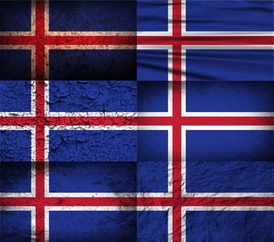 Flag of Iceland with old texture.  illustration