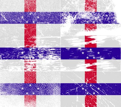 Flag of Netherlands Antilles with old texture.  illustration