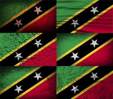 Flag of Saint Kitts and Nevis with old texture.  illustration
