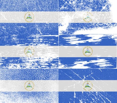 Flag of Nicaragua with old texture.  illustration