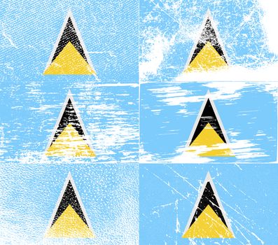 Flag of Saint Lucia with old texture.  illustration