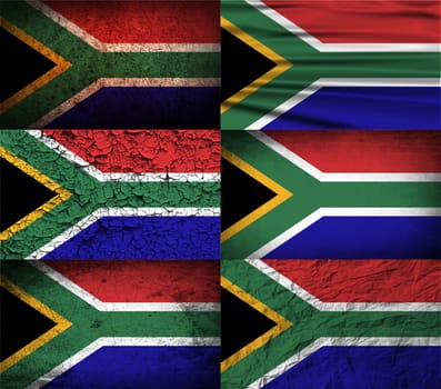 Flag of South Africa with old texture.  illustration