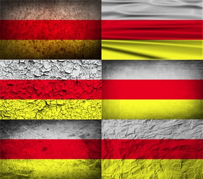 Flag of North Ossetia with old texture.  illustration