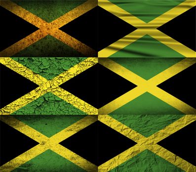 Flag of Jamaica with old texture.  illustration