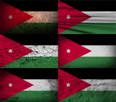 Flag of Jordan with old texture.  illustration