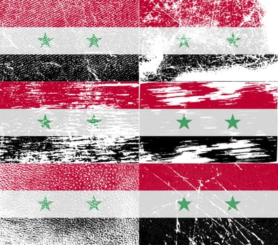 Flag of Syria with old texture.  illustration