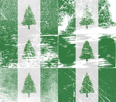 Flag of Norfolk Island with old texture.  illustration