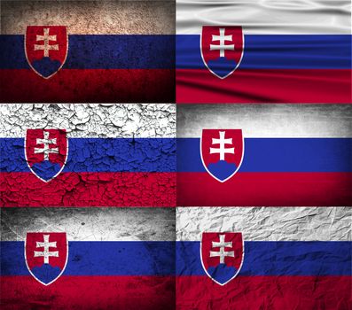 Flag of Slovakia with old texture.  illustration