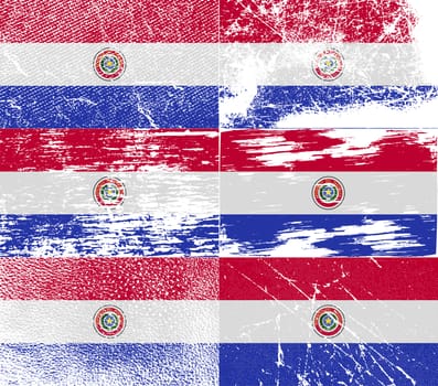 Flag of Paraguay with old texture.  illustration