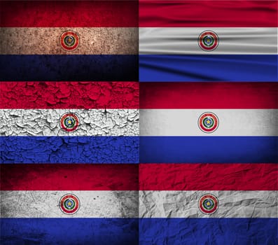 Flag of Paraguay with old texture.  illustration