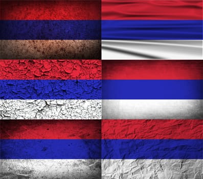 Flag of Republika Srpska with old texture.  illustration