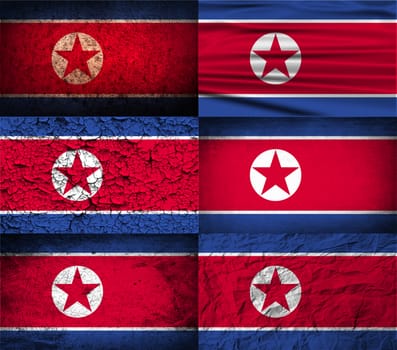 Flag of North Korea with old texture.  illustration