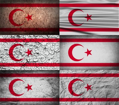 Flag of Turkish and Northern Cyprus with old texture.  illustration