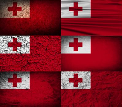 Flag of Tonga with old texture.  illustration