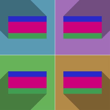 Flags of Kuban Republic. Set of colors flat design and long shadows.  illustration