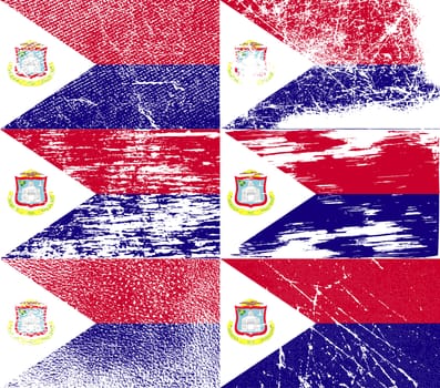 Flag of Saint Martin with old texture.  illustration