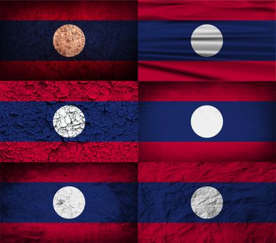 Flag of Laos with old texture.  illustration