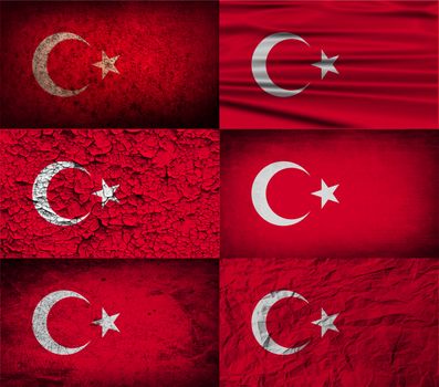 Flag of Turkey with old texture.  illustration