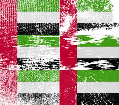 Flag of United Arab Emirates with old texture.  illustration