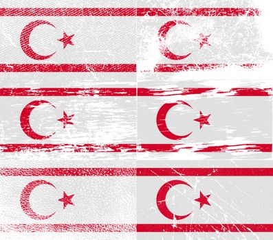 Flag of Turkish Northern Cyprus with old texture.  illustration