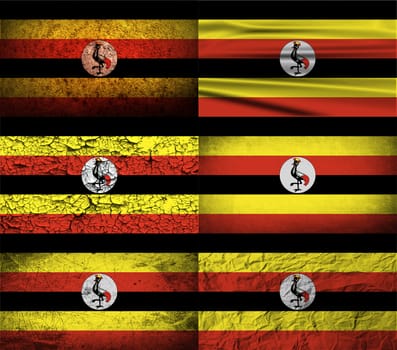 Flag of Uganda with old texture.  illustration