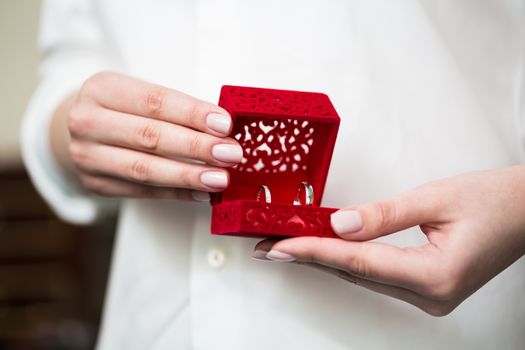 Luxury Diamond Wedding Ring in Red Velvet Silk Box using for Engagement for Love in Valentine Holiday Concept