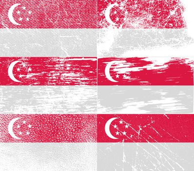 Flag Republic of Singapore with old texture.  illustration